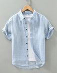 Linen Button Down Shirt White Relaxed Fit 0