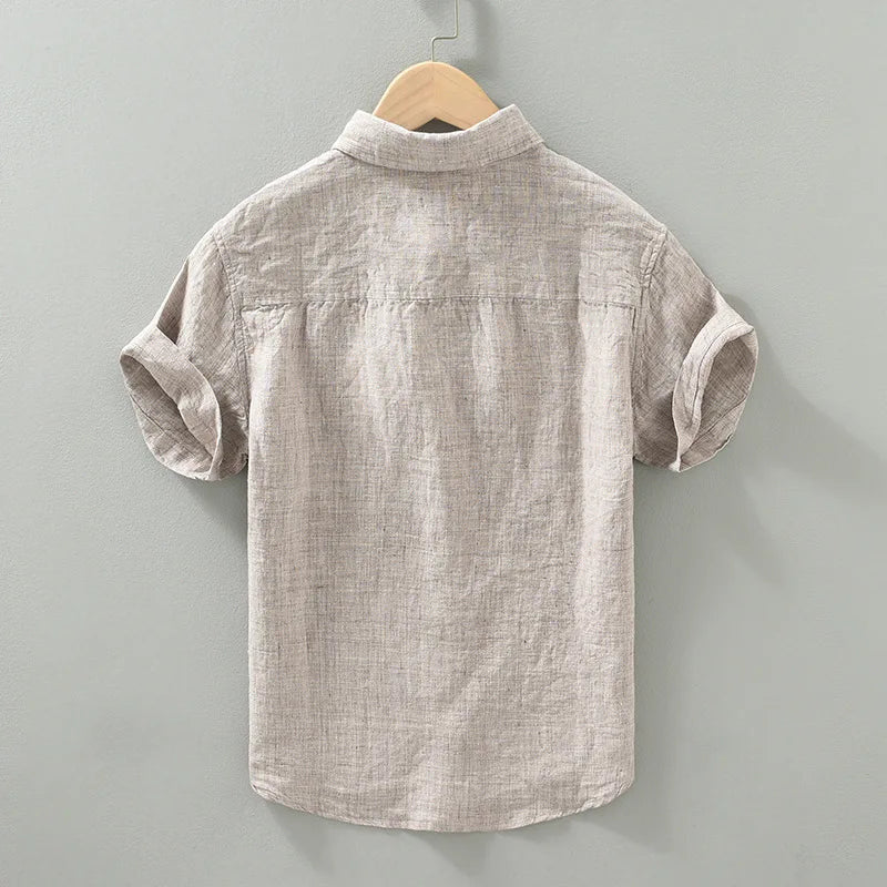Linen Button Down Shirt White Relaxed Fit 2