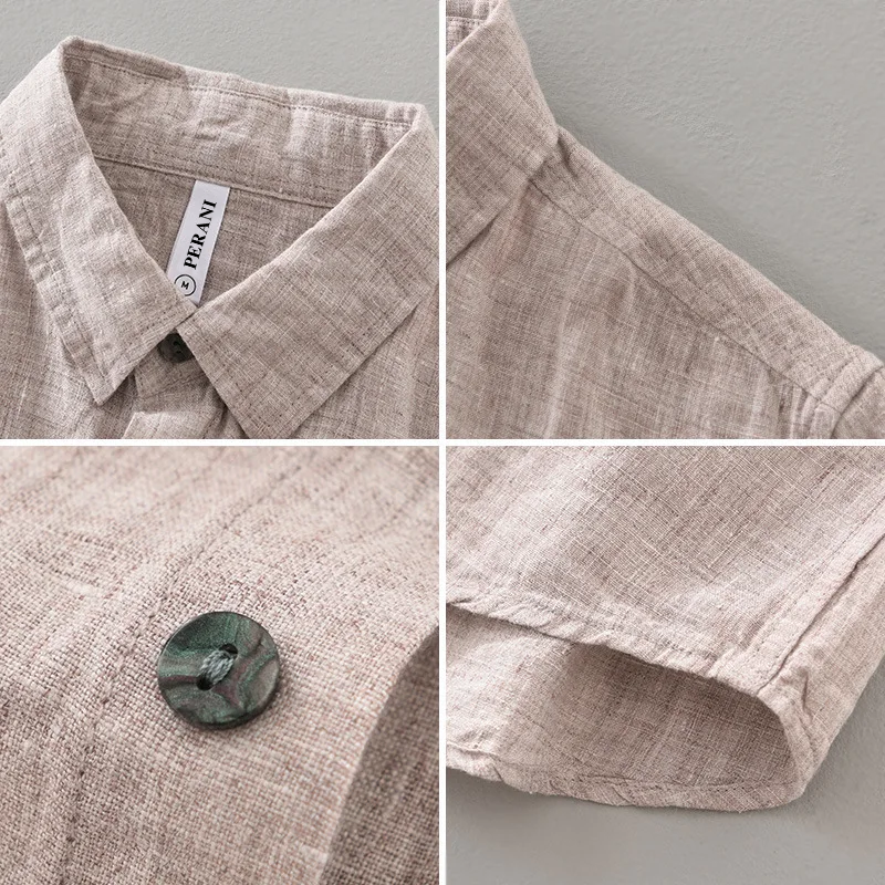Linen Button Down Shirt White Relaxed Fit 3