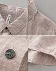 Linen Button Down Shirt White Relaxed Fit 3