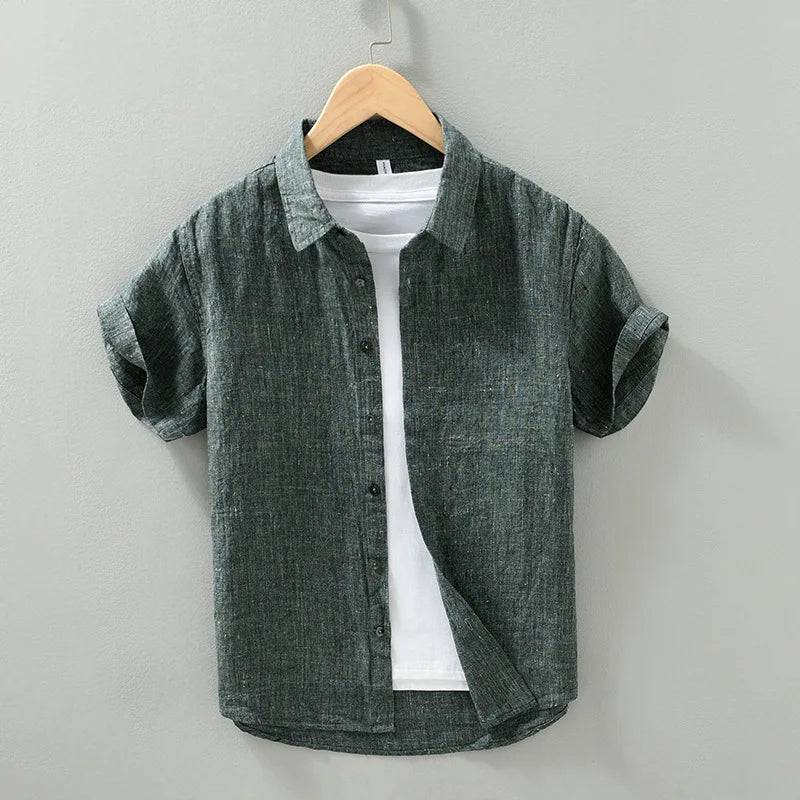 Linen Button Down Shirt White Relaxed Fit 4