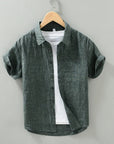 Linen Button Down Shirt White Relaxed Fit 4