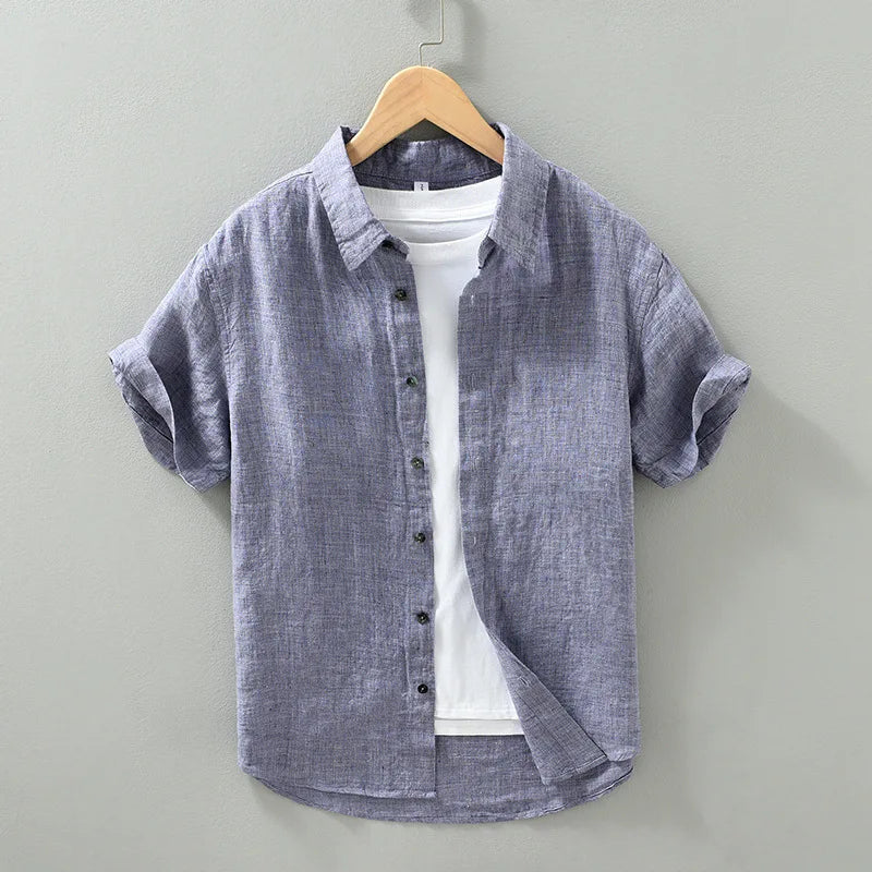 Linen Button Down Shirt White Relaxed Fit 5