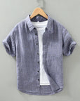 Linen Button Down Shirt White Relaxed Fit 5