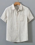 Linen Shirt Relaxed Fit Button Down White 0