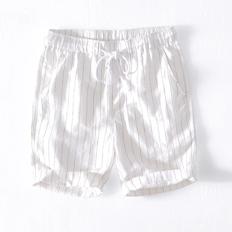 Linen Shorts With Stripes And Relaxed Fit 2