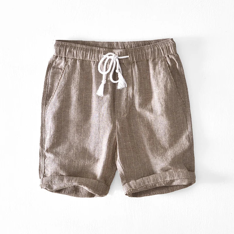 Linen Shorts With Stripes And Relaxed Fit 3