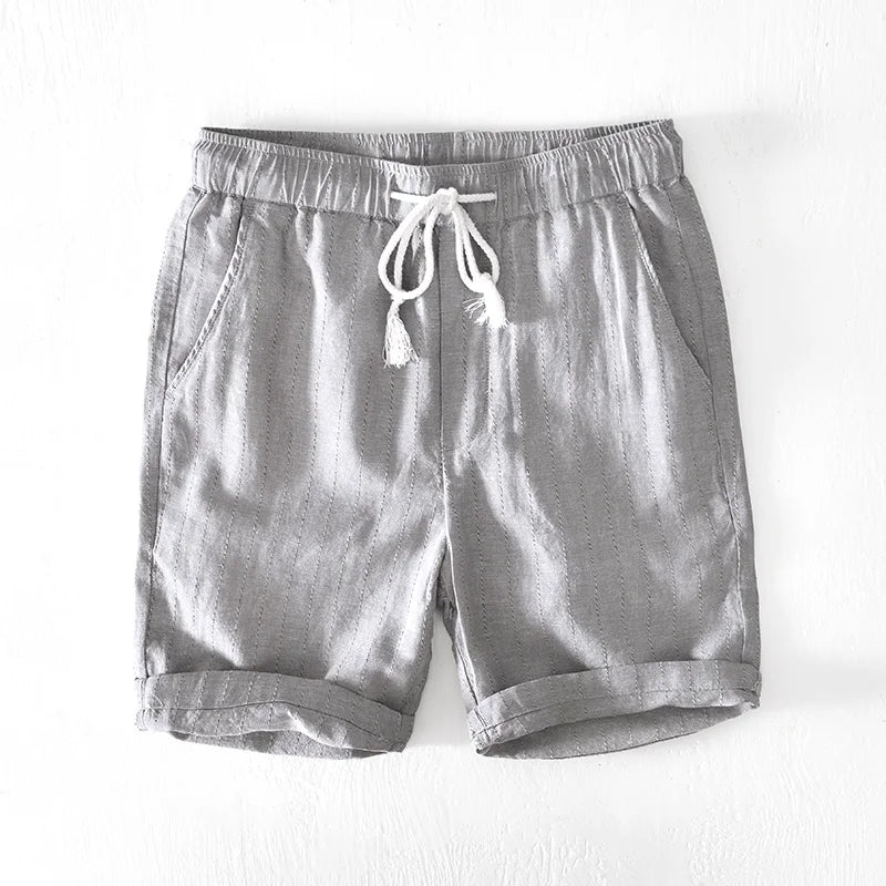 Linen Shorts With Stripes And Relaxed Fit 4