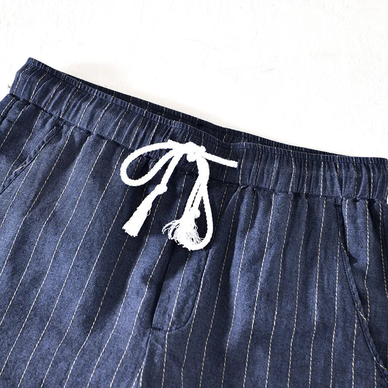 Linen Shorts With Stripes And Relaxed Fit 5