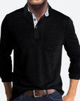 Men's black cotton polo shirt with classic collar