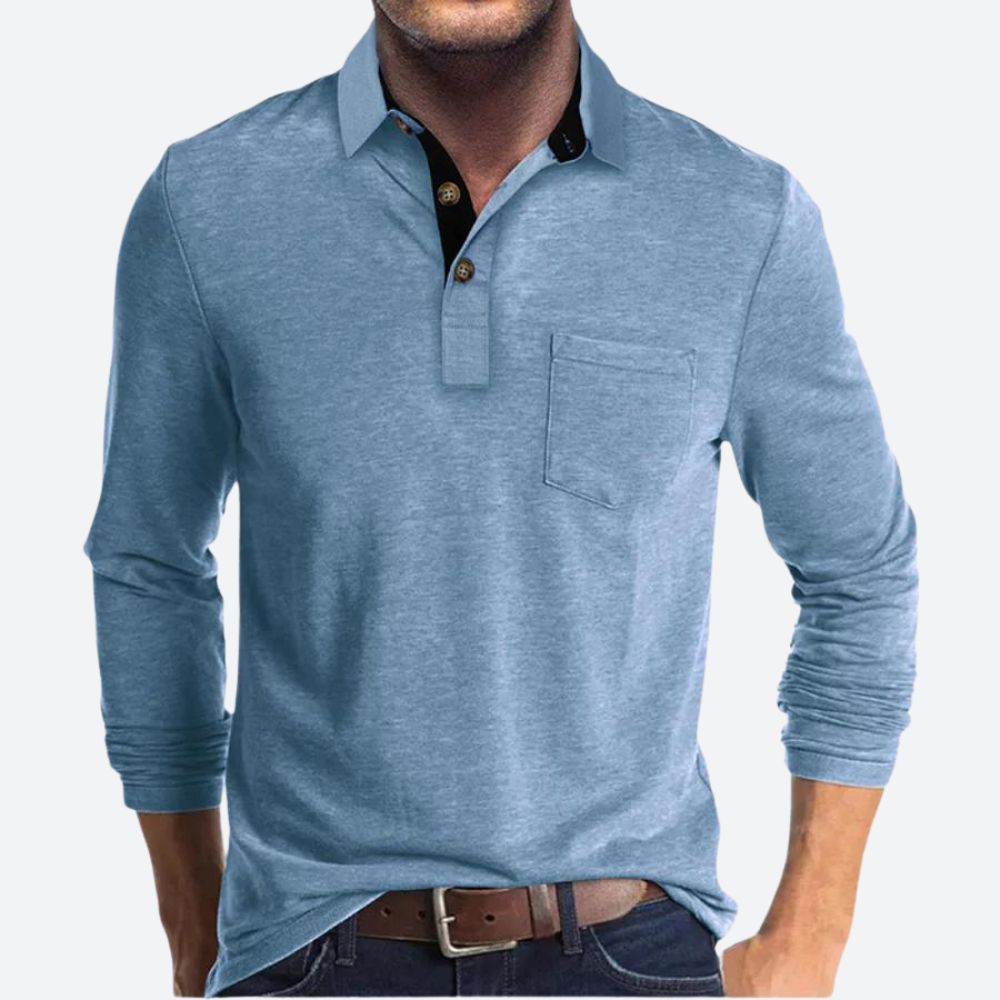 Men's black cotton polo shirt with classic collar