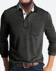 Men's black cotton polo shirt with classic collar