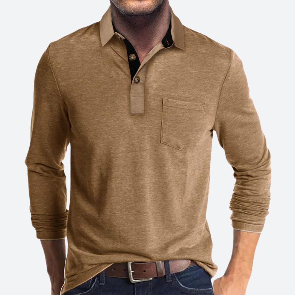 Men's black cotton polo shirt with classic collar