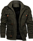 Men's military jacket waterproof fleece lined winter in dark green