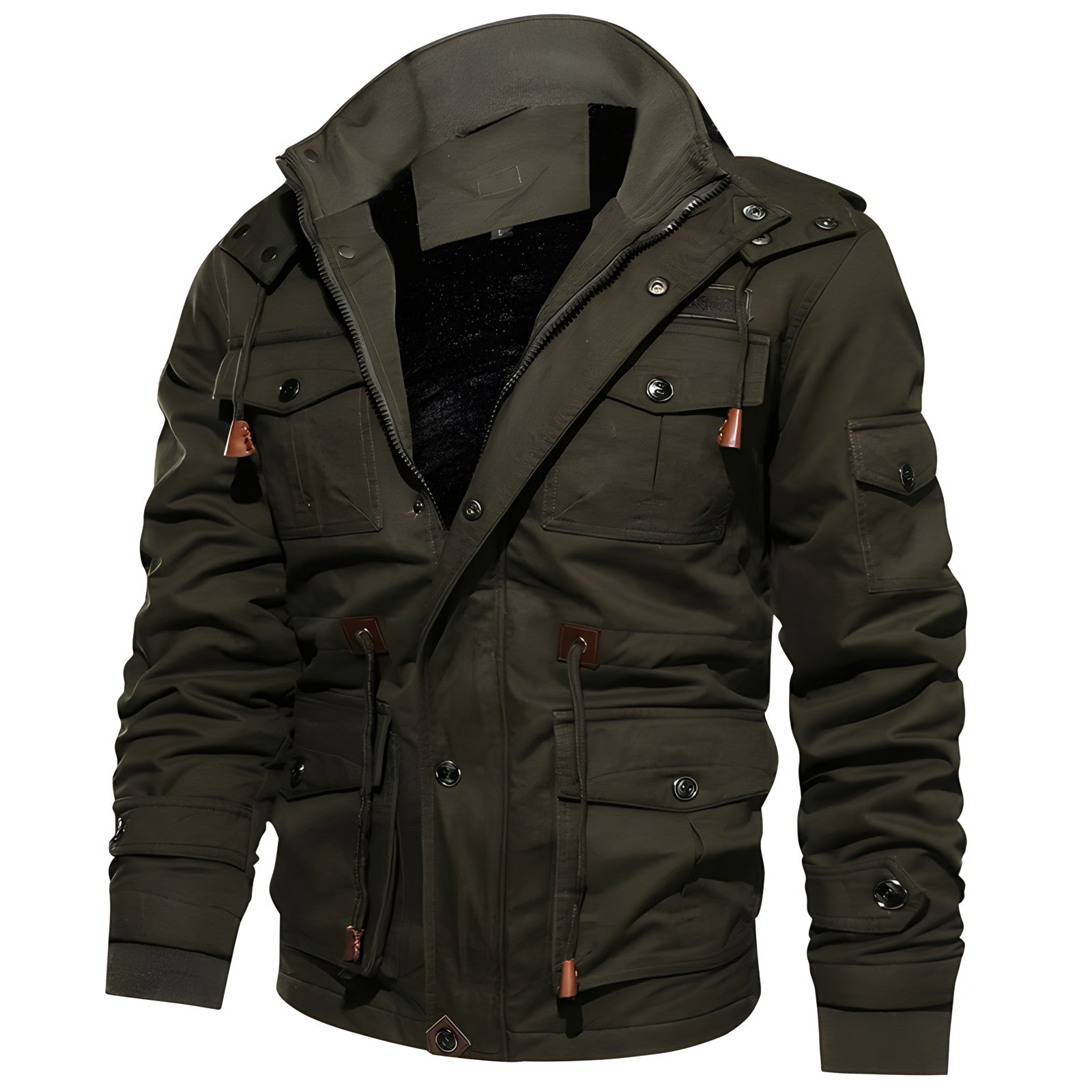 Men's military jacket waterproof fleece lined winter in dark green