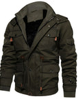 Men's military jacket waterproof fleece lined winter in dark green