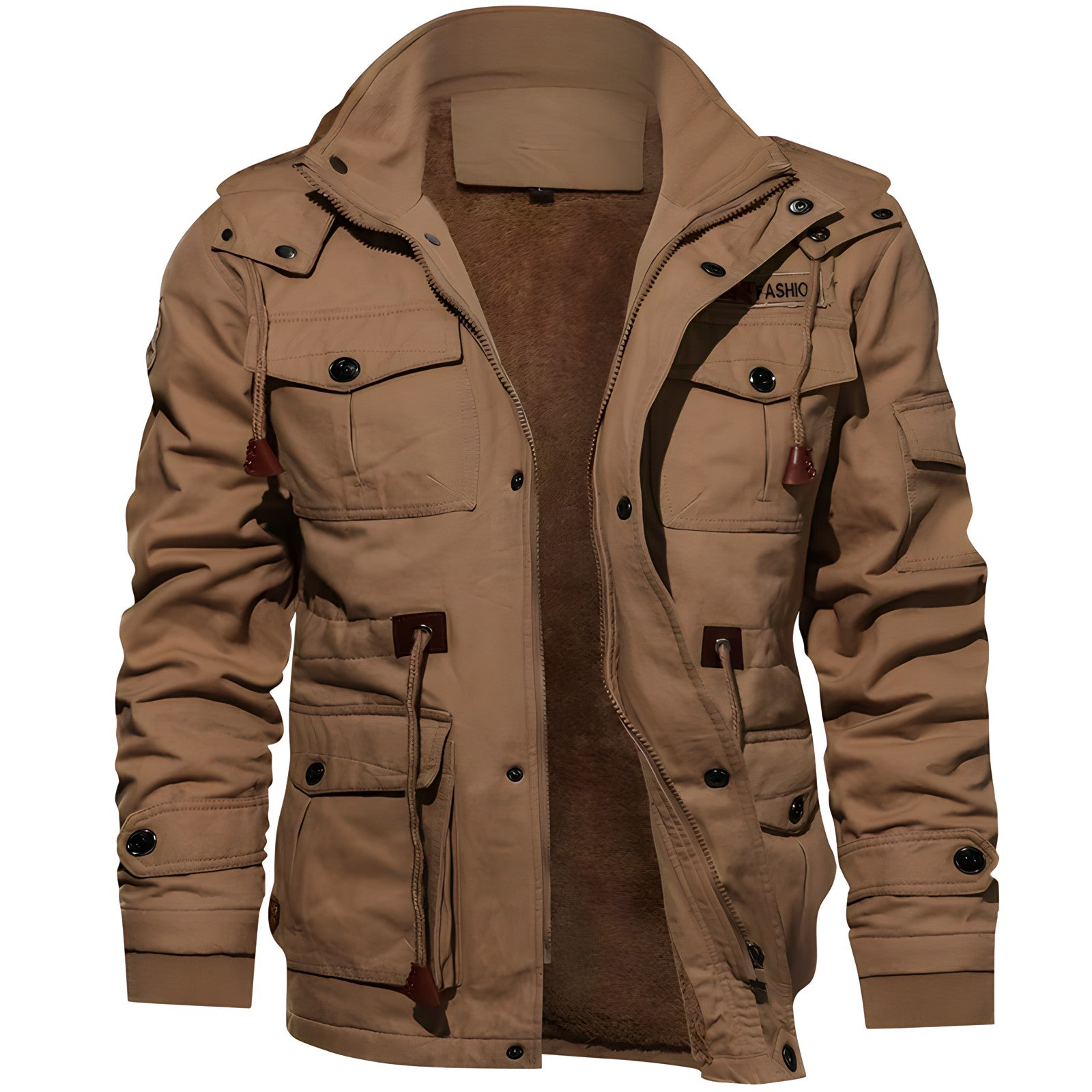 Men's military jacket waterproof fleece lined winter in dark green