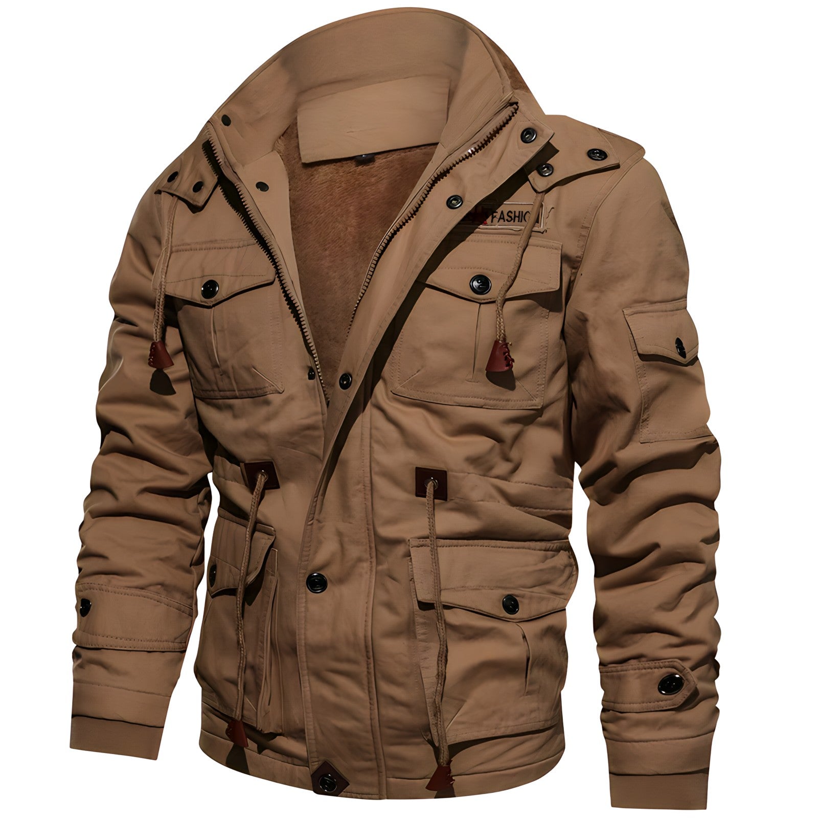 Men's military jacket waterproof fleece lined winter in dark green