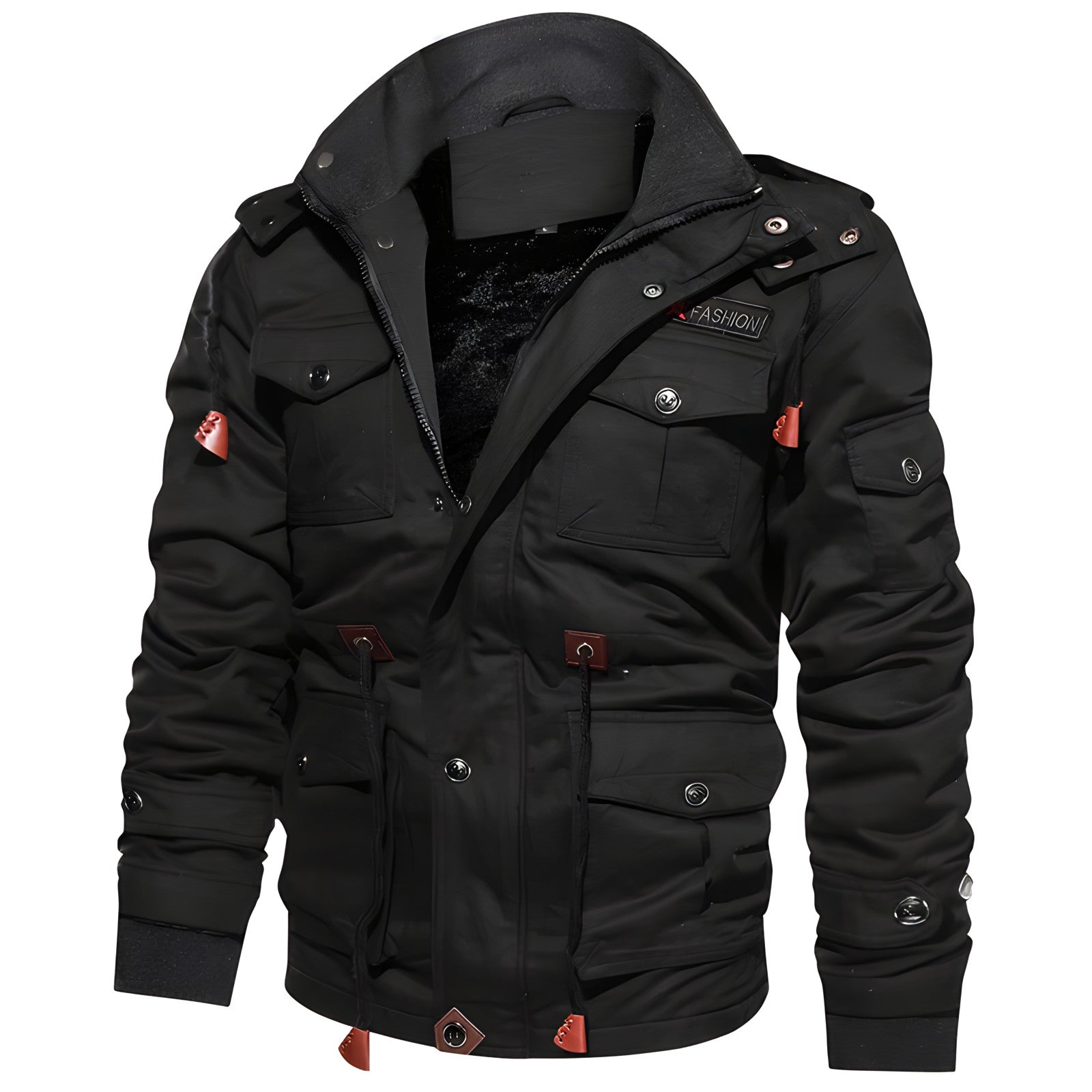 Men's military jacket waterproof fleece lined winter in dark green