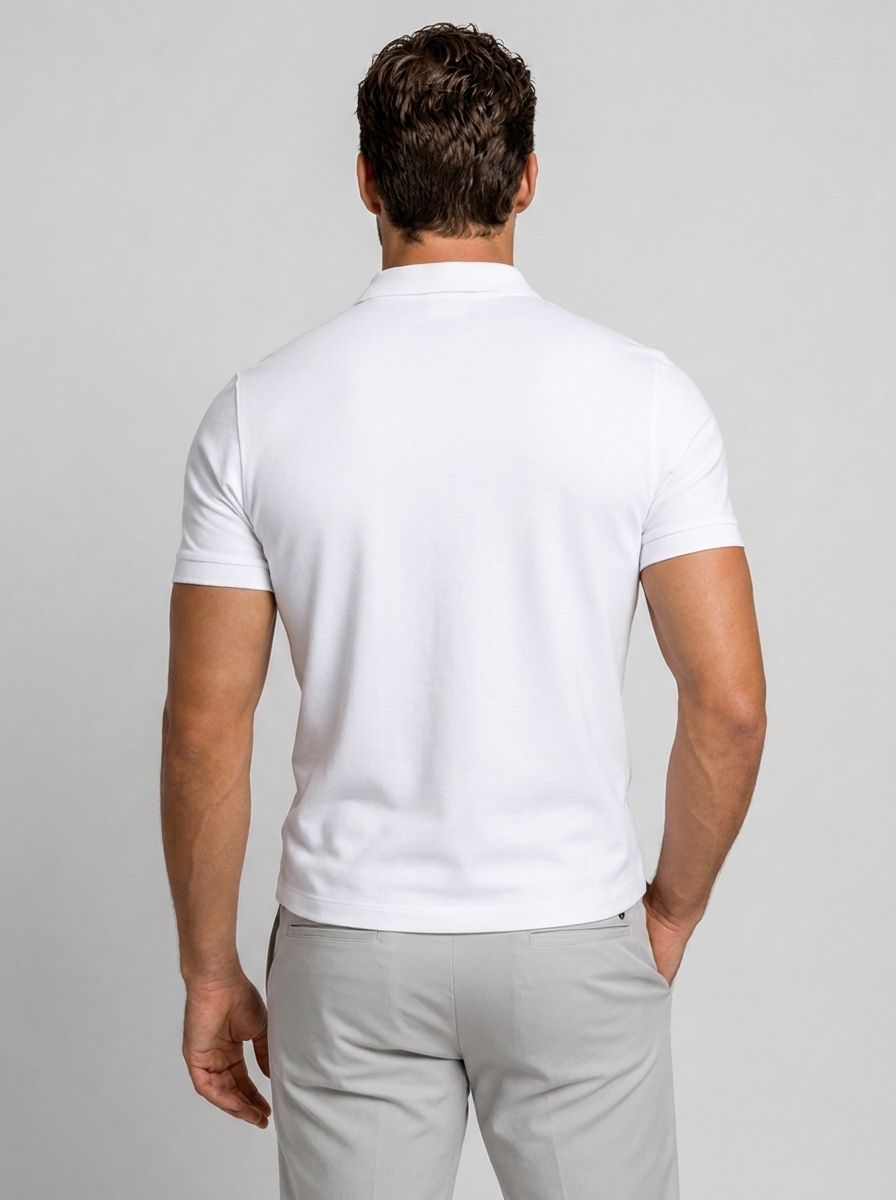 Men’s white men's slim fit zip polo shirt