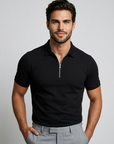 Men’s white men's slim fit zip polo shirt