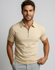 Men’s white men's slim fit zip polo shirt