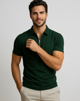 Men’s white men's slim fit zip polo shirt