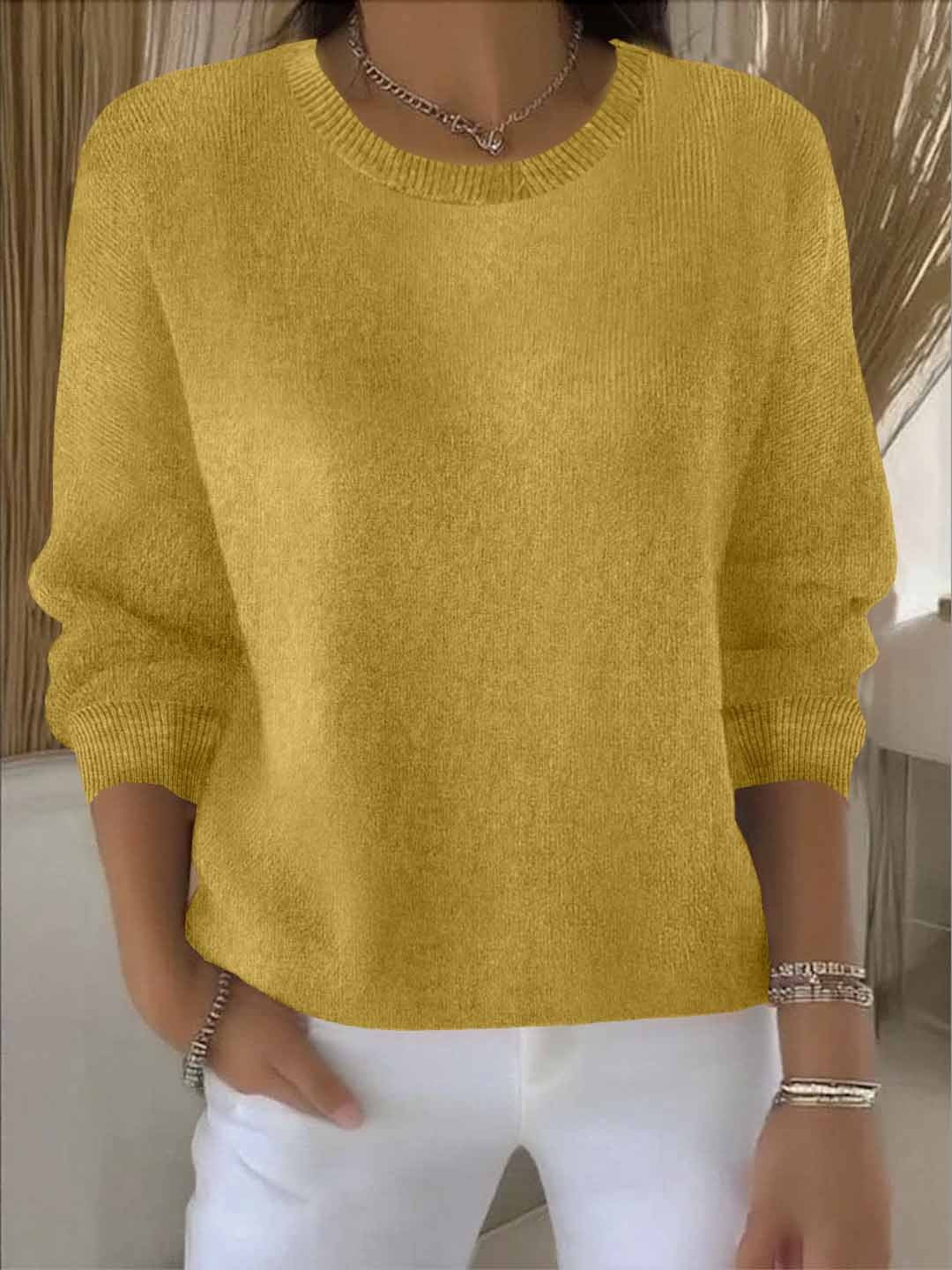 Women's yellow soft knit jumper with relaxed fit