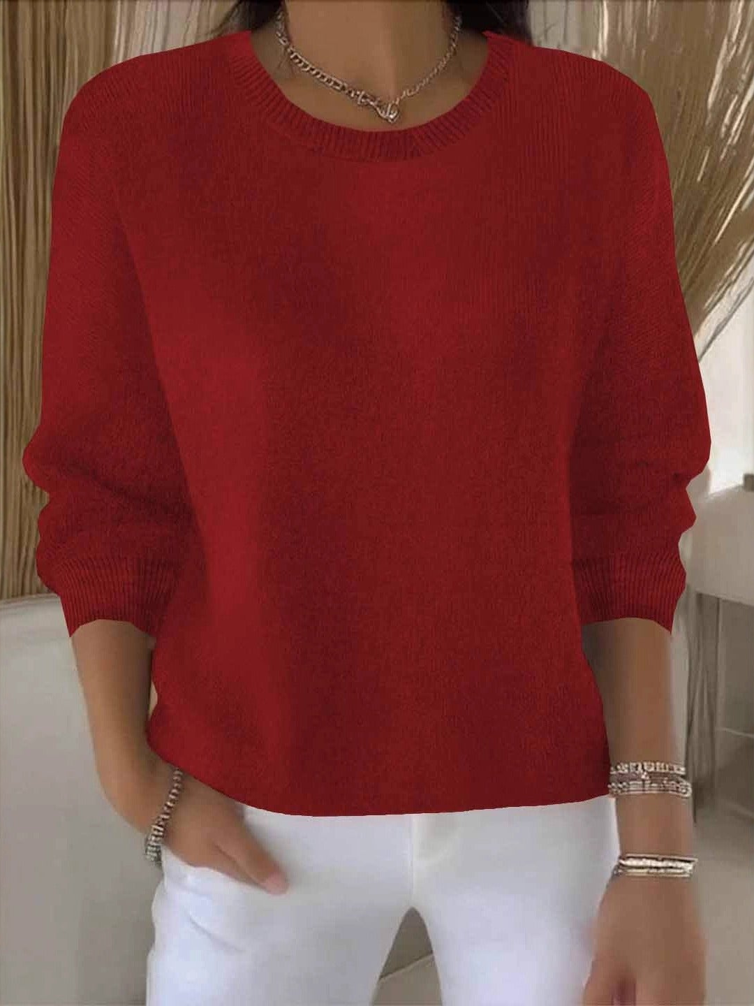 Women's yellow soft knit jumper with relaxed fit