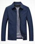 Men's blue harrington jacket with check lining and zip front