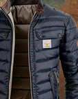Men's quilted down puffer jacket, wind-resistant