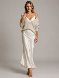 Zaria | Women's Satin Maxi Dress and Knit Set