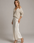 Women’s white women's satin maxi dress and knit set