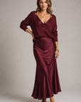 Women’s women's satin maxi dress and knit set