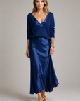 Women’s women's satin maxi dress and knit set