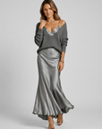 Women’s women's satin maxi dress and knit set