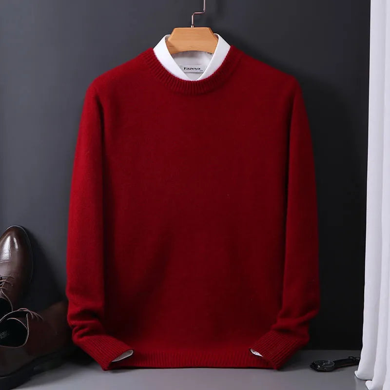 Men's black cashmere jumper with crew neck