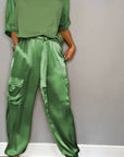 women's tailored satin two-piece set