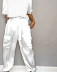 women's tailored satin two-piece set