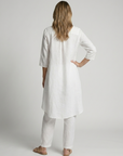 Women’s white women's tunic and pants two piece set