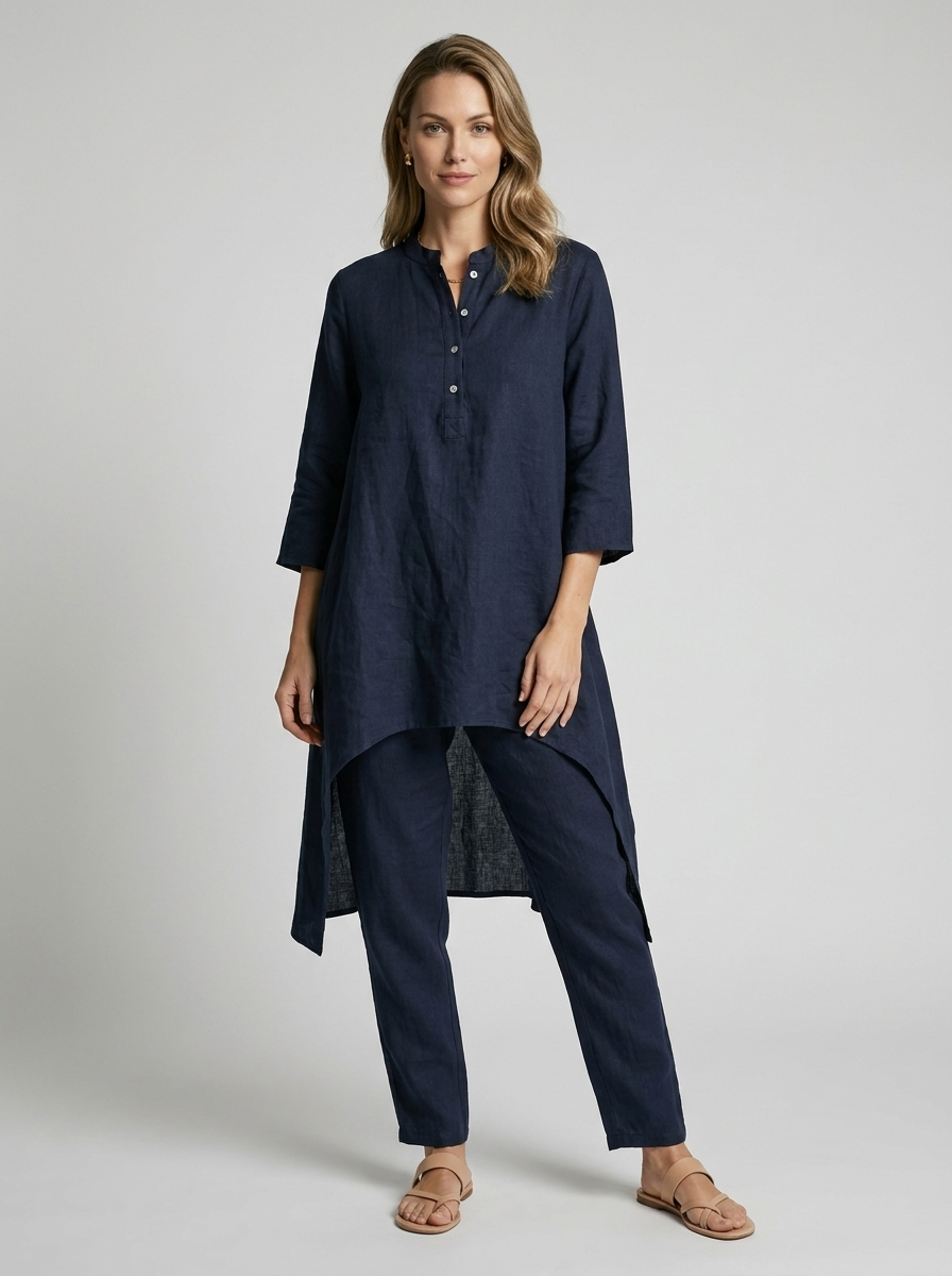 Women’s white women's tunic and pants two piece set