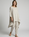 Women’s white women's tunic and pants two piece set