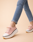 women's knit platform lace-up sneakers
