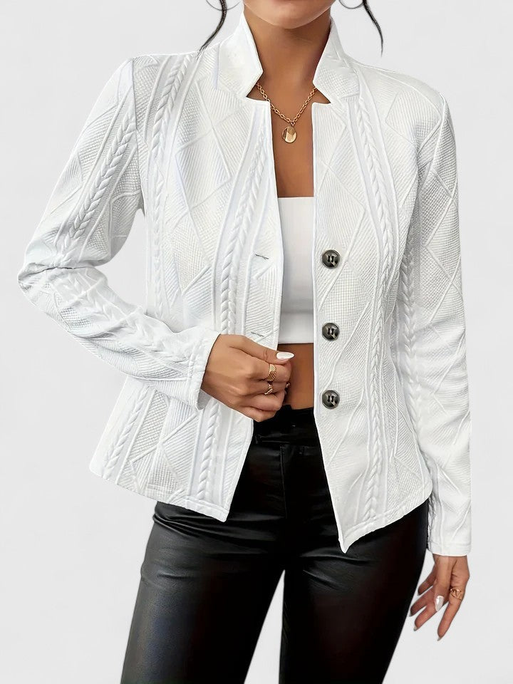 Women's white textured cropped tailored jacket