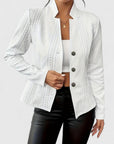 Women's white textured cropped tailored jacket