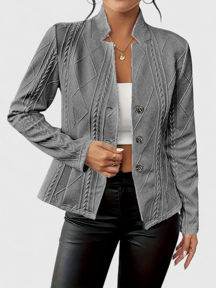 Women's white textured cropped tailored jacket