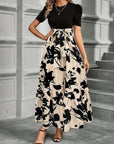 Maxi Dress A-Line Silhouette Bow-Tie Waist Botanical Print Cotton Women 2