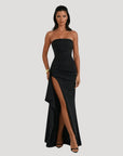 Maxi Dress Black Strapless High Slit Elegance 1