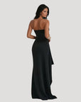 Maxi Dress Black Strapless High Slit Elegance 2