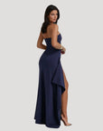 Maxi Dress Black Strapless High Slit Elegance 3